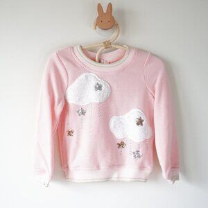 Baby Sara Soft Cloud Sequin Star Crewneck Sweater Light Pink Toddler Sz 2T